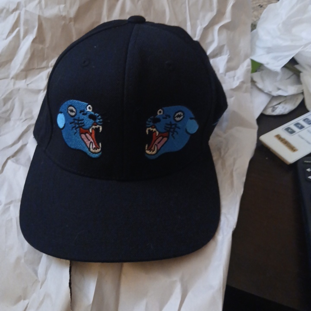 Black Cap with Blue Panther Embroidery